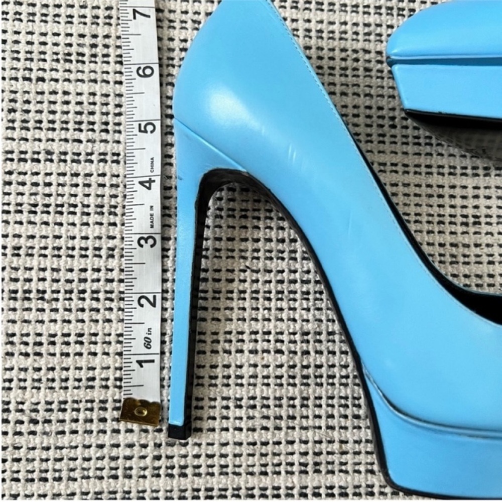 SAINT LAURENT Janis Platform Pump Glacier Baby Blue Size 36.5 - Picture 11 of 12